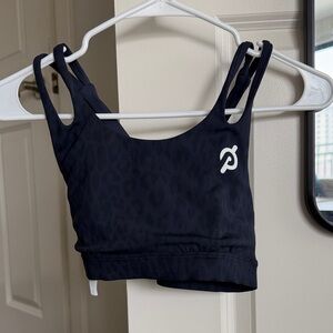 Peloton Black Leopard-Pattern Double-Strap Sports Bra